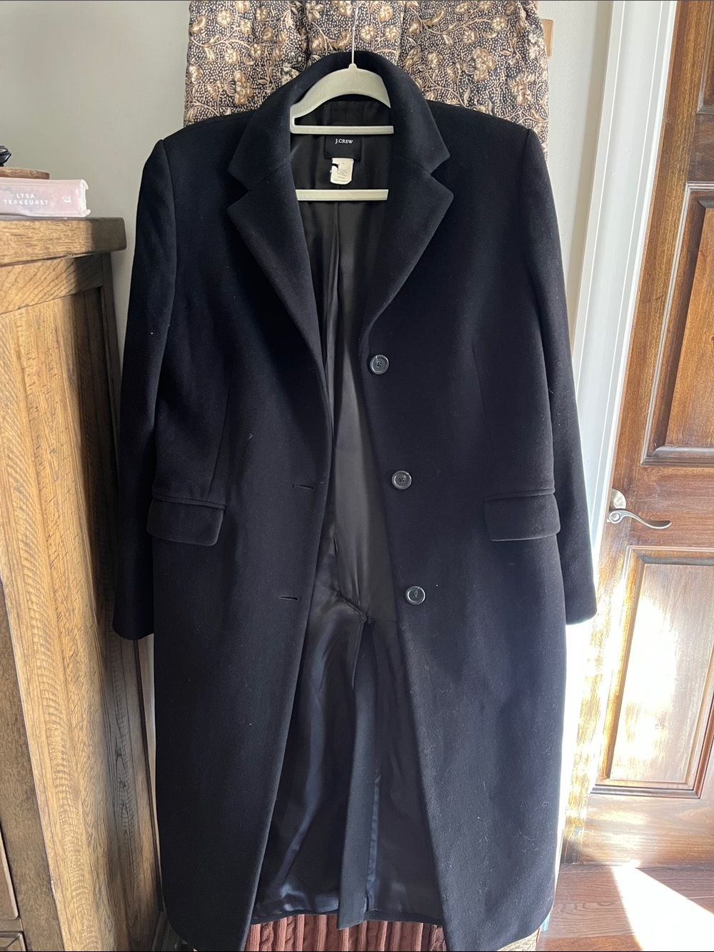 Black wool and cashmere J.Crew Car coat size 12 EUC